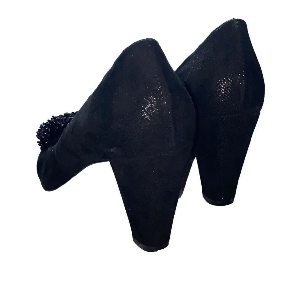 Attilio Giusti Leombruni EUC Occasion Guestwear Shoes Pumps Chunky Heel Black Su